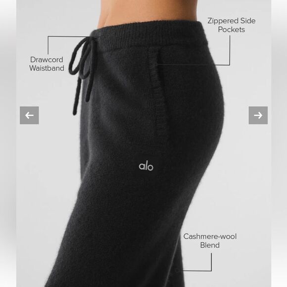ALO New Class Cashmere Sweatpant Black Size Small - Picture 4 of 9